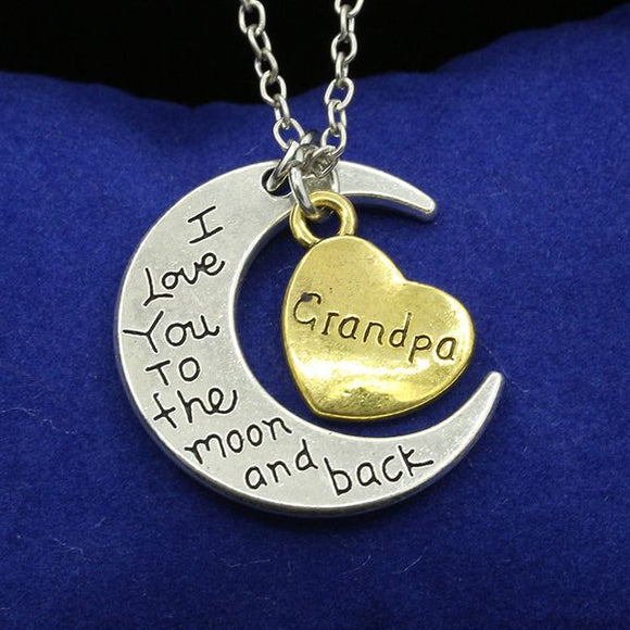 N788 Grandpa I Love You to the Moon and Back Necklace - Iris Fashion Jewelry