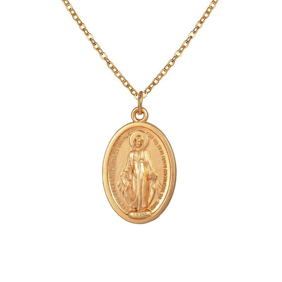 N122 Gold Religious Pendant Necklace with FREE Earrings - Iris Fashion Jewelry