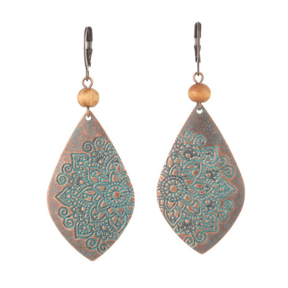 E1742 Bronze Flower Design Metal Earrings - Iris Fashion Jewelry
