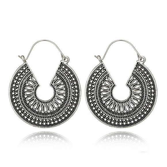 E1161 Silver Round Openwork Earrings - Iris Fashion Jewelry