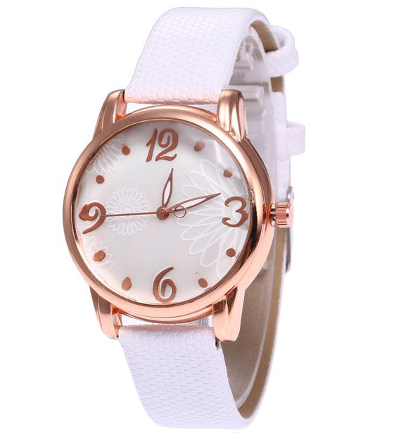 W489 Rose Gold White Blossom Collection Quartz Watch - Iris Fashion Jewelry