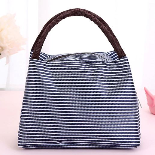 G55 Navy Blue Stripes Insulated Lunch Tote - Iris Fashion Jewelry
