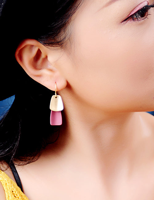 E1533 Gold & Red Metal Earrings - Iris Fashion Jewelry