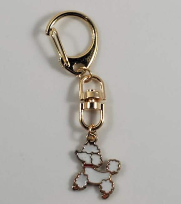 L297 Gold White Poodle Dog Zipper Pull - Iris Fashion Jewelry