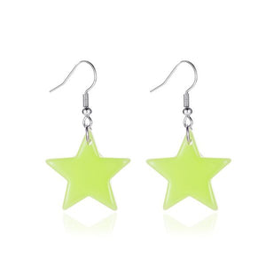 E506 Green Star Dangle Earrings - Iris Fashion Jewelry