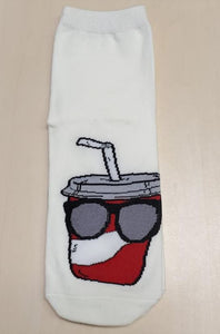 SF89 White Red Soda Pop Cup Socks - Iris Fashion Jewelry