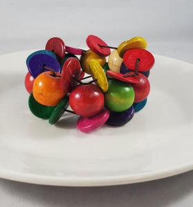 B333 Round Wooden Beads & Disks Colorful Bracelet - Iris Fashion Jewelry