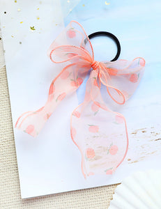 H546 Peach Peach Bow Hair Tie - Iris Fashion Jewelry