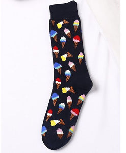 SF580 Black Colorful Ice Cream Cones Socks - Iris Fashion Jewelry