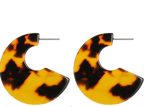 E480 Leopard Print Acrylic Disk Earrings - Iris Fashion Jewelry