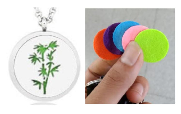 N1468 Silver Tree Essential Oil Necklace with FREE Earrings PLUS 5 Different Color Pads - Iris Fashion Jewelry