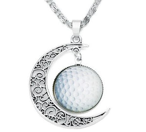 N826 Silver Golf Moon Necklace with FREE Earrings - Iris Fashion Jewelry