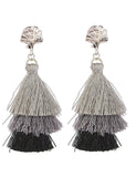 E1282 Silver Black & Gray Tassel Earrings - Iris Fashion Jewelry