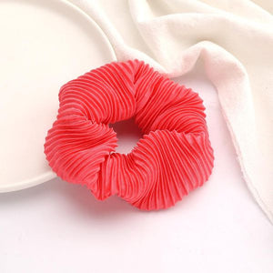 H138 Rose Pink Ribbed Hair Scrunchie - Iris Fashion Jewelry