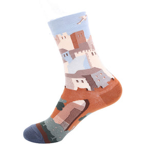 SF1105 Downtown Buildings Socks - Iris Fashion Jewelry