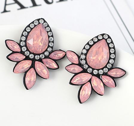 E590 Peachy Pink Teardrop Gemstone Earrings - Iris Fashion Jewelry