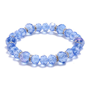 B403 Light Blue Bead Rhinestone Bracelet - Iris Fashion Jewelry