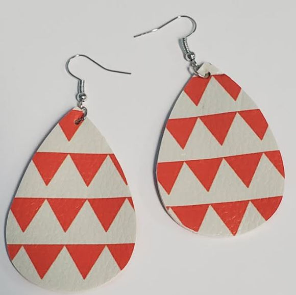 *E467 White Teardrop Orange Triangles Earrings - Iris Fashion Jewelry