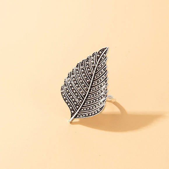 R473 Silver Leaf Retro Ring - Iris Fashion Jewelry