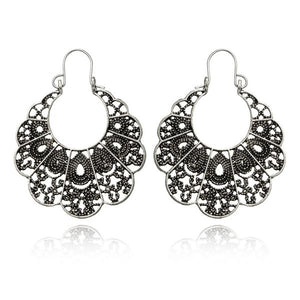 E1468 Silver Filigree Openwork Earrings - Iris Fashion Jewelry