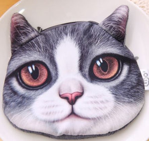 G90 Cute Gray & White Kitty Cat Zipper Bag - Iris Fashion Jewelry
