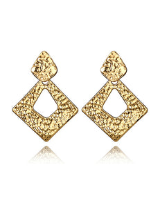 E233 Gold Textured Geometric Earrings - Iris Fashion Jewelry