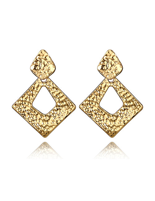 E233 Gold Textured Geometric Earrings - Iris Fashion Jewelry