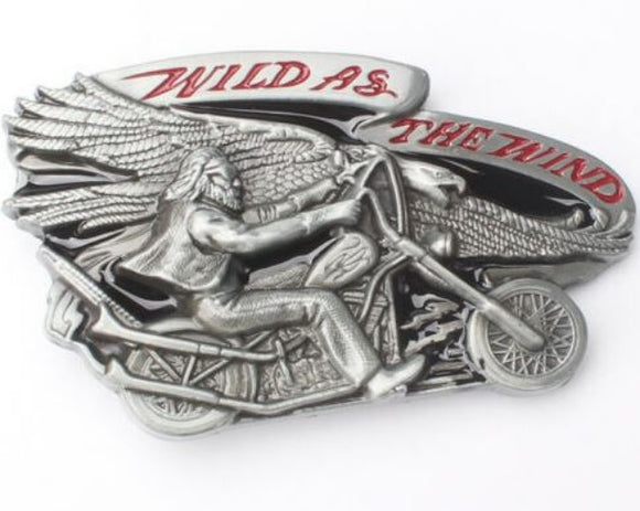 BU127 Wild as the Wind Motorcycle Belt Buckle - Iris Fashion Jewelry