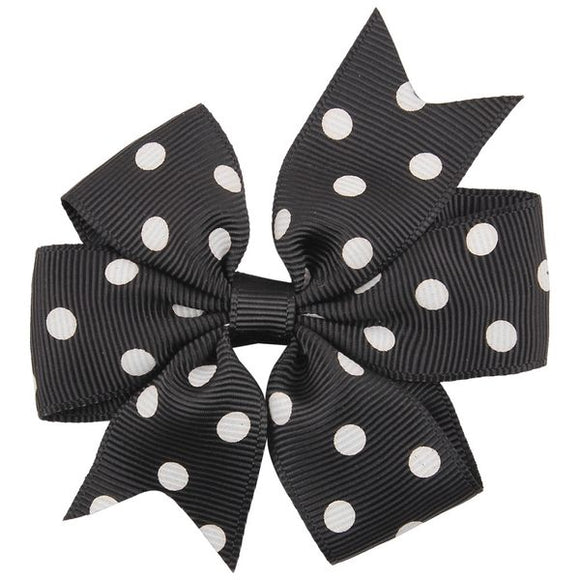 H258 Small Black White Polka Dot Bow Hair Clip - Iris Fashion Jewelry