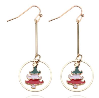 Z117 Gold Hoop with Christmas Tree Earrings - Iris Fashion Jewelry