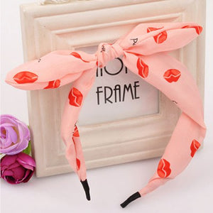 H133 Light Pink Lips Fabric Covered Head Band with Bow - Iris Fashion Jewelry