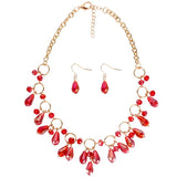 *N1906 Gold Pink Iridescent Gem Necklace with FREE Earrings - Iris Fashion Jewelry