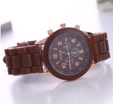 W334 Brown Silicone Collection Quartz Watch - Iris Fashion Jewelry