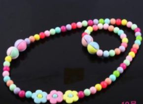 L404 Colorful Bead & Flower Necklace & Bracelet Set - Iris Fashion Jewelry