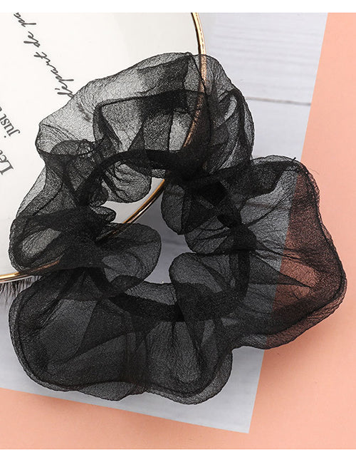 H606 Black Mesh Hair Scrunchie - Iris Fashion Jewelry