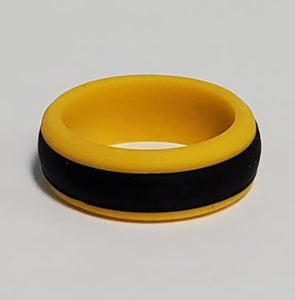 SR14 Yellow Black Stripe Silicone Ring - Iris Fashion Jewelry