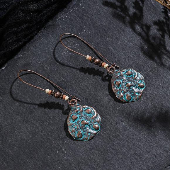 E1700 Bronze Distressed Dangle Earrings - Iris Fashion Jewelry
