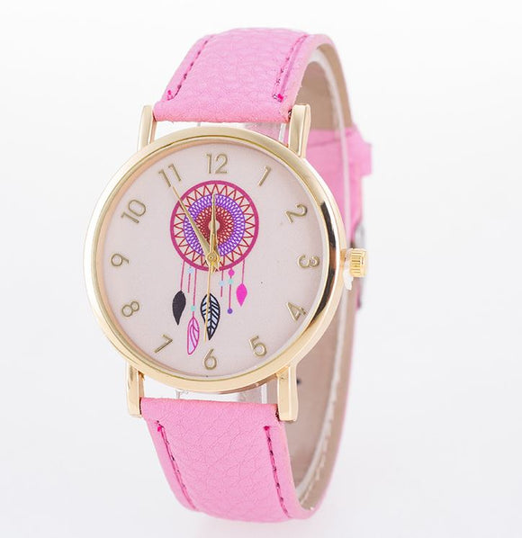 W561 Light Pink Pink Face Dreamcatcher Collection Quartz Watch - Iris Fashion Jewelry