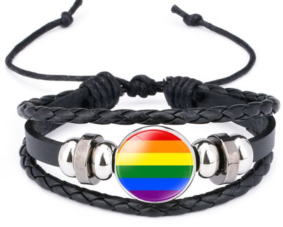 B962 Rainbow Pride Leather Bracelet - Iris Fashion Jewelry