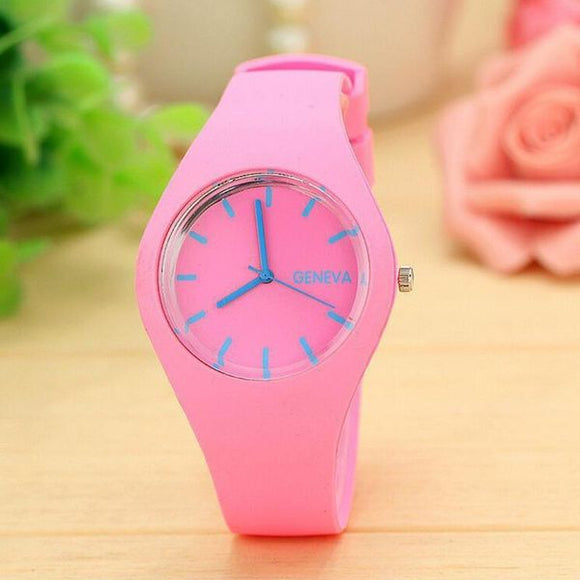 W52 Hot Pink Silicone Collection Quartz Watch - Iris Fashion Jewelry