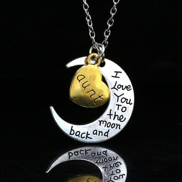 N807 Aunt I Love You to the Moon and Back Necklace FREE Earrings - Iris Fashion Jewelry