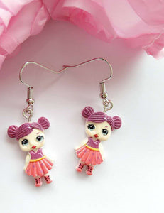 L48 Pigtail Cartoon Girl Dangle Earrings - Iris Fashion Jewelry