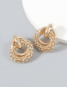 E1614 Gold Textured Multi Circle Earrings - Iris Fashion Jewelry