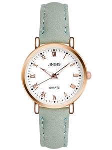 W401 Sage Green Roman Numerals Quartz Watch - Iris Fashion Jewelry