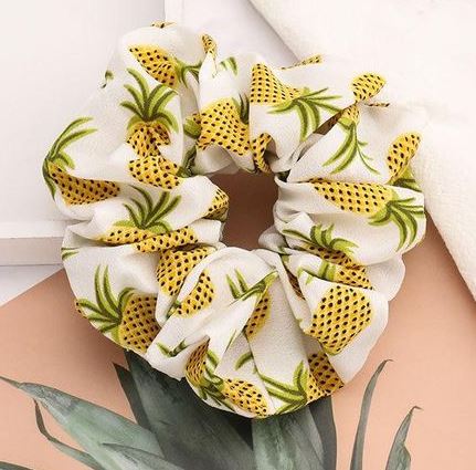 H377 White Pineapple Hair Scrunchie - Iris Fashion Jewelry