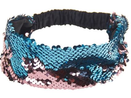 H351 Pink & Blue Sequin Head Band for Adults - Iris Fashion Jewelry