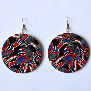 E1543 Red Black Blue Wooden Retro Earrings - Iris Fashion Jewelry