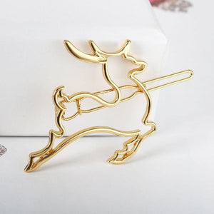 Z135 Gold Reindeer Hair Clip - Iris Fashion Jewelry