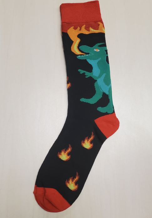 SF209 Black Fire Breathing Dragon Socks - Iris Fashion Jewelry