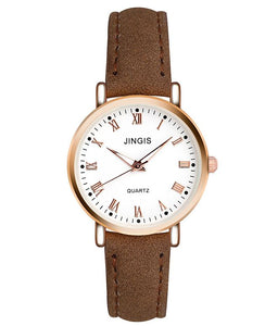 W407 Brown Roman Numerals Quartz Watch - Iris Fashion Jewelry